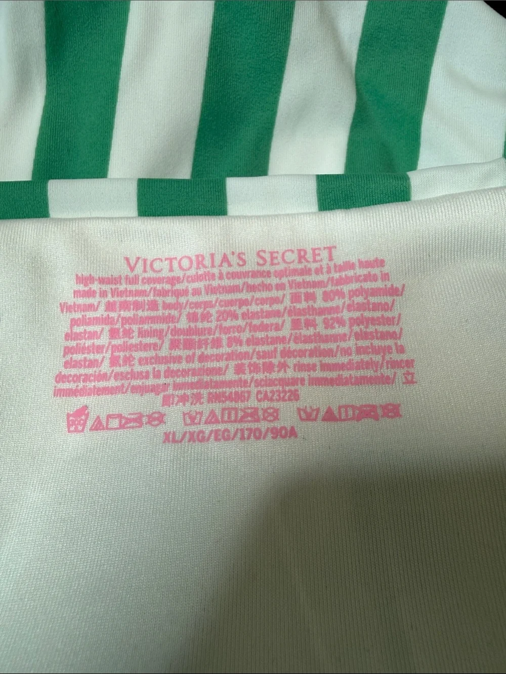 Victoria's Secret Green & White Striped Bikini Bottoms